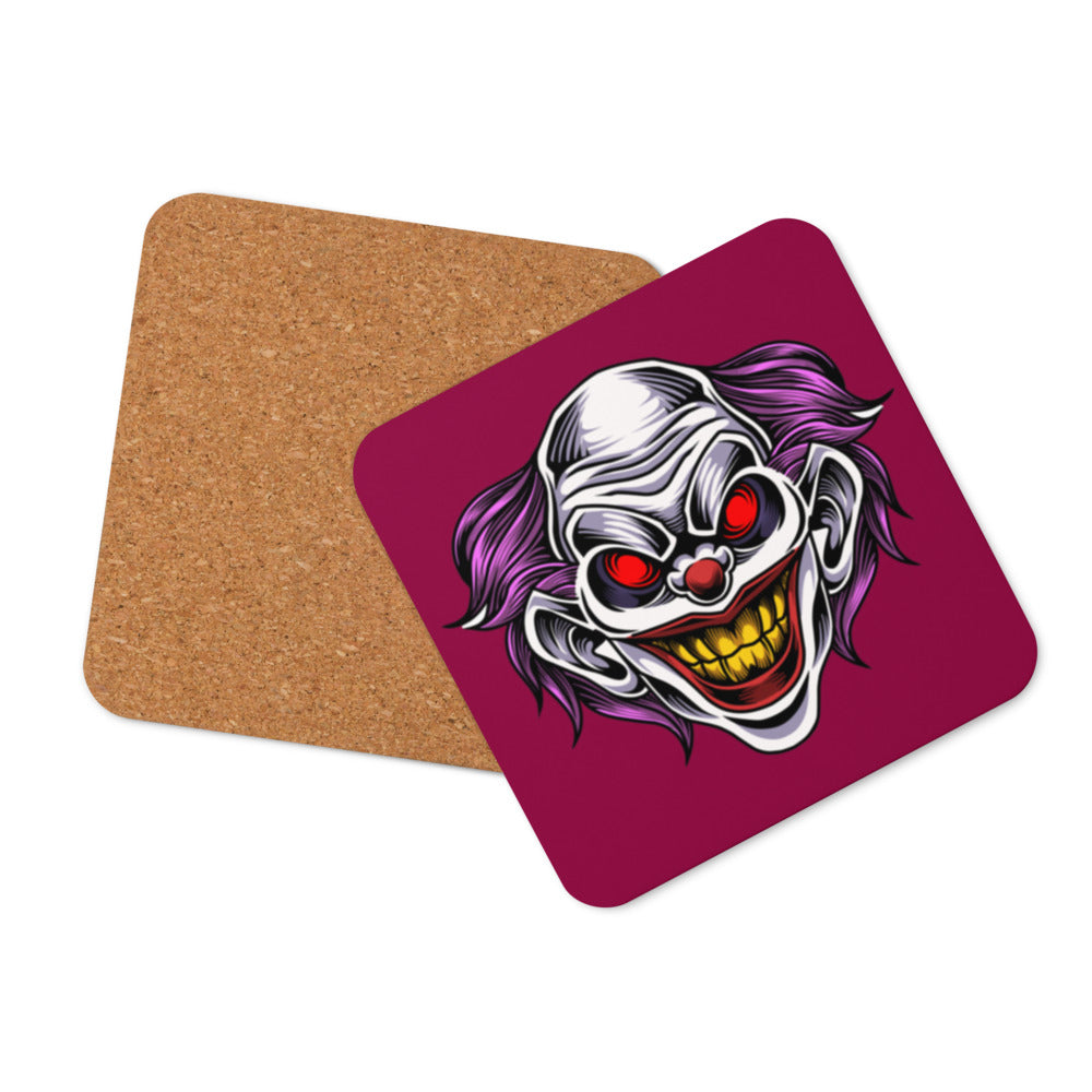 Pink Fright Clown Cork-back coaster