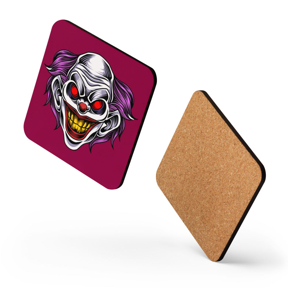 Pink Fright Clown Cork-back coaster