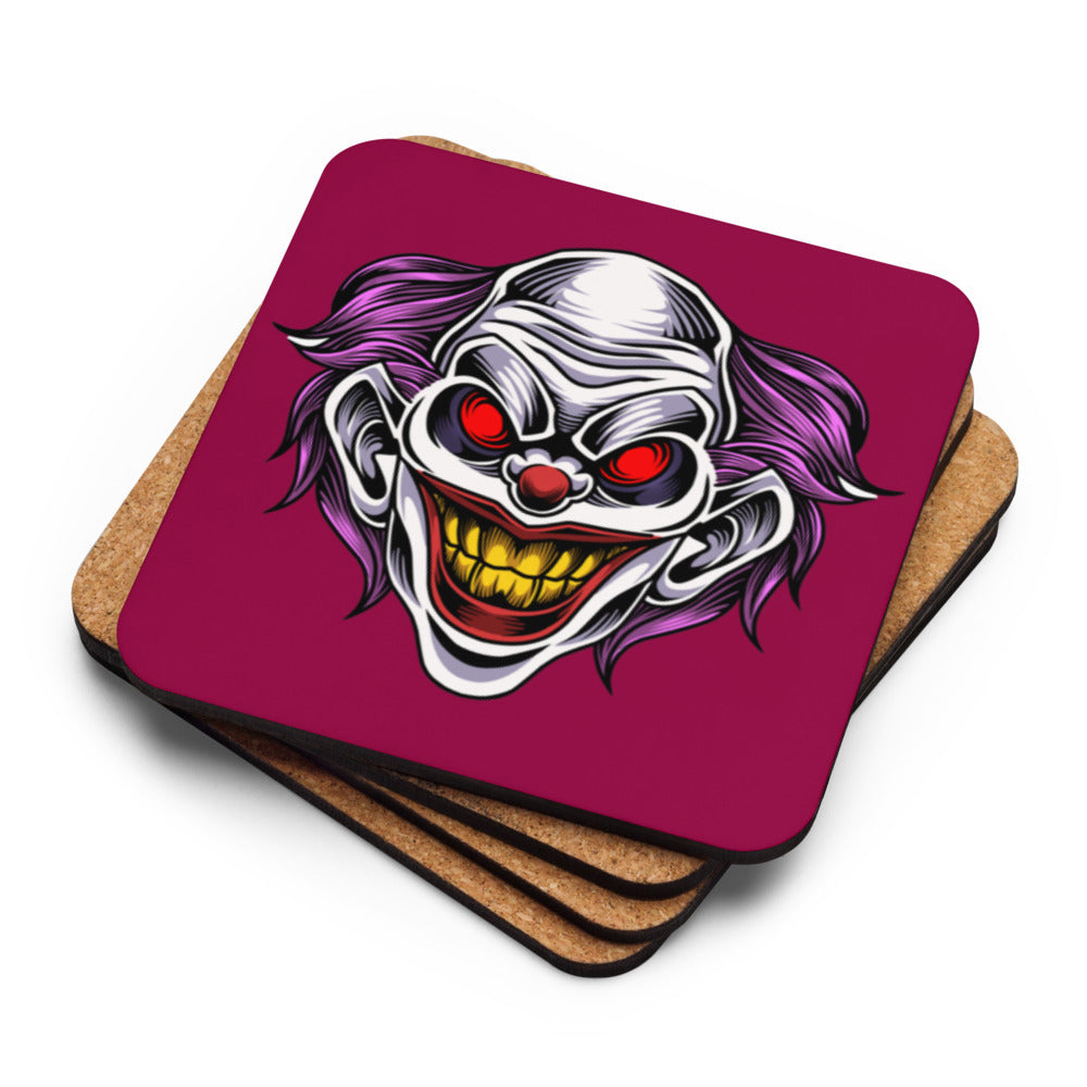 Pink Fright Clown Cork-back coaster