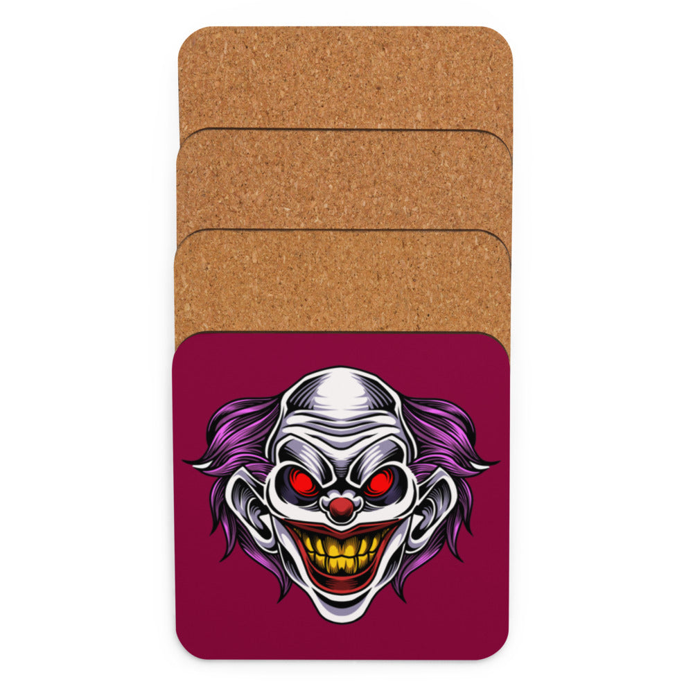 Pink Fright Clown Cork-back coaster