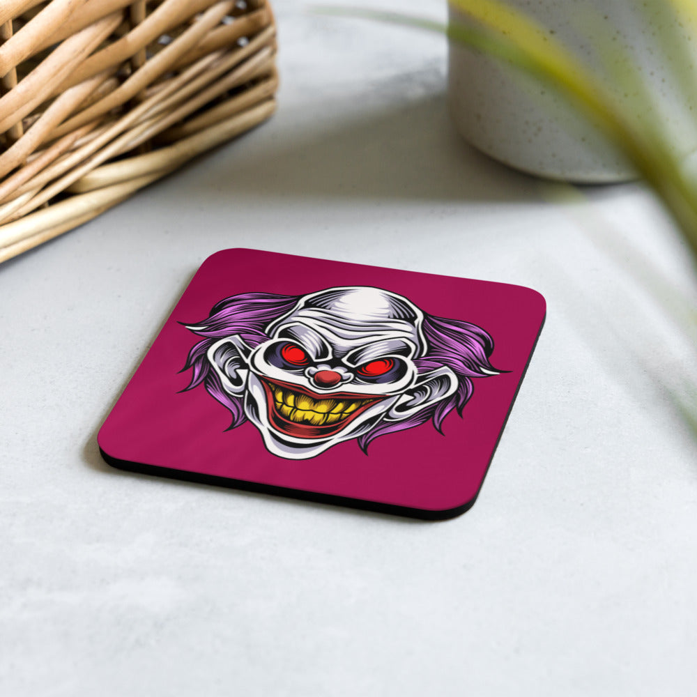 Pink Fright Clown Cork-back coaster