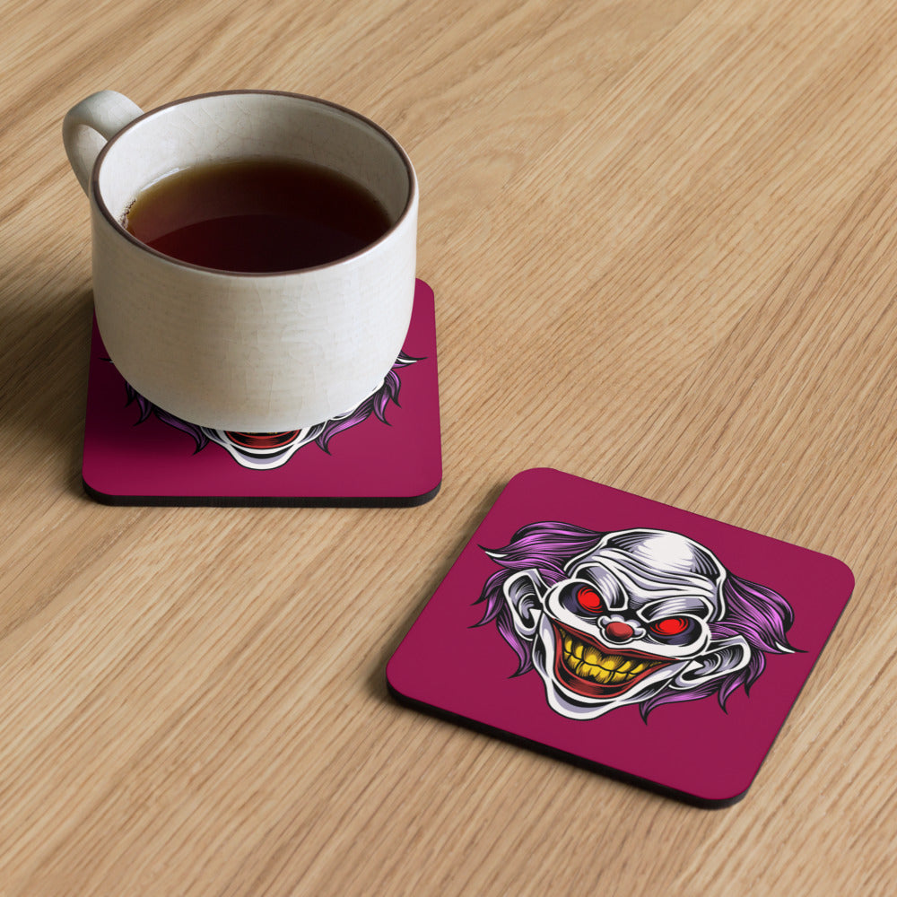 Pink Fright Clown Cork-back coaster