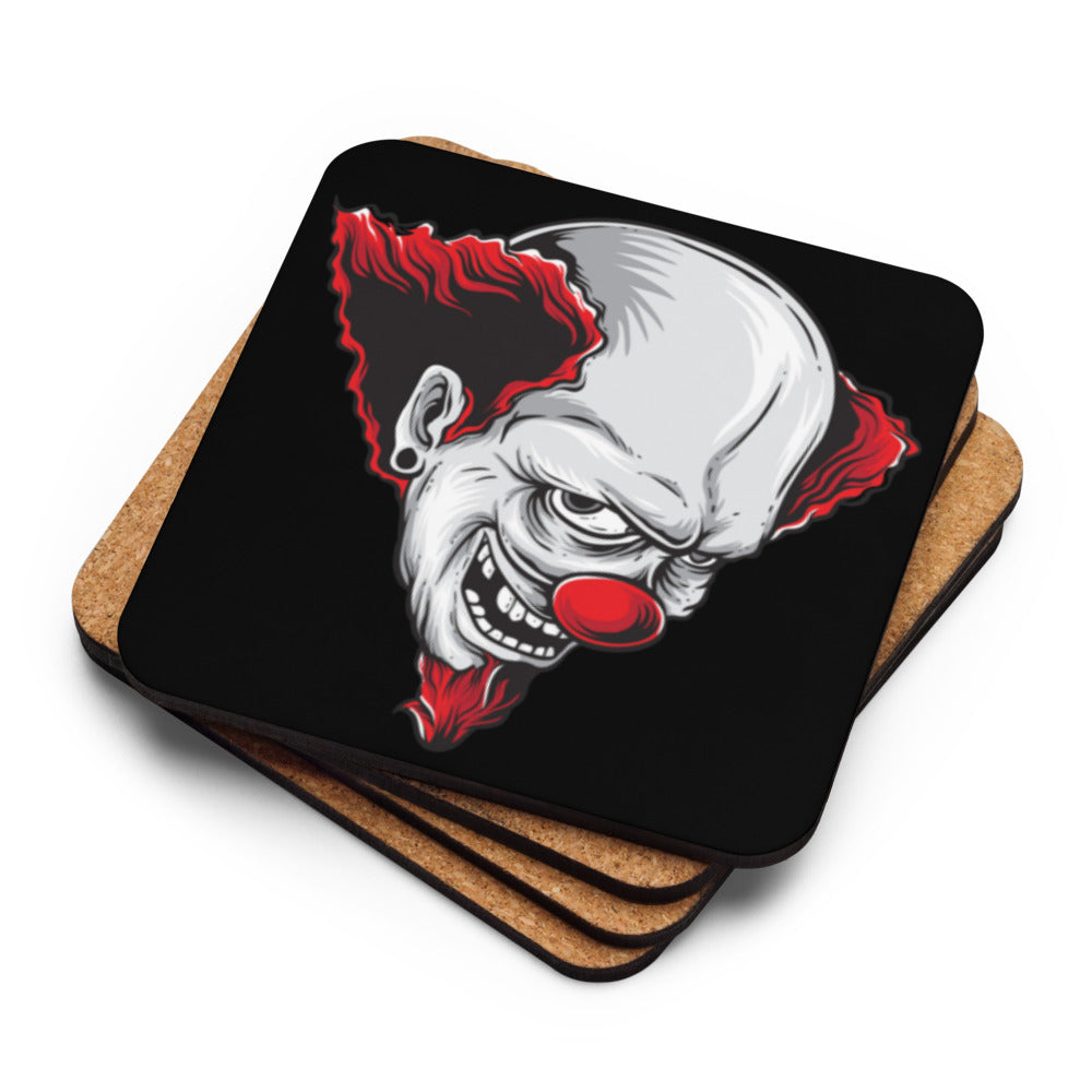 Evil Eye Clown Cork-back coaster