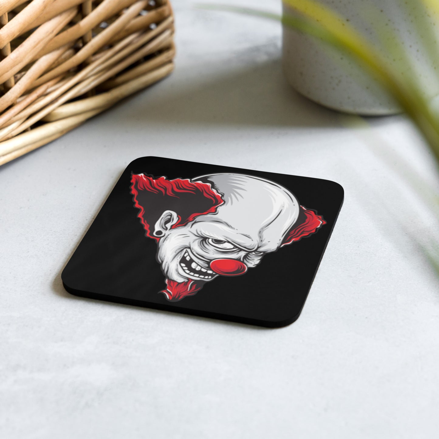 Evil Eye Clown Cork-back coaster