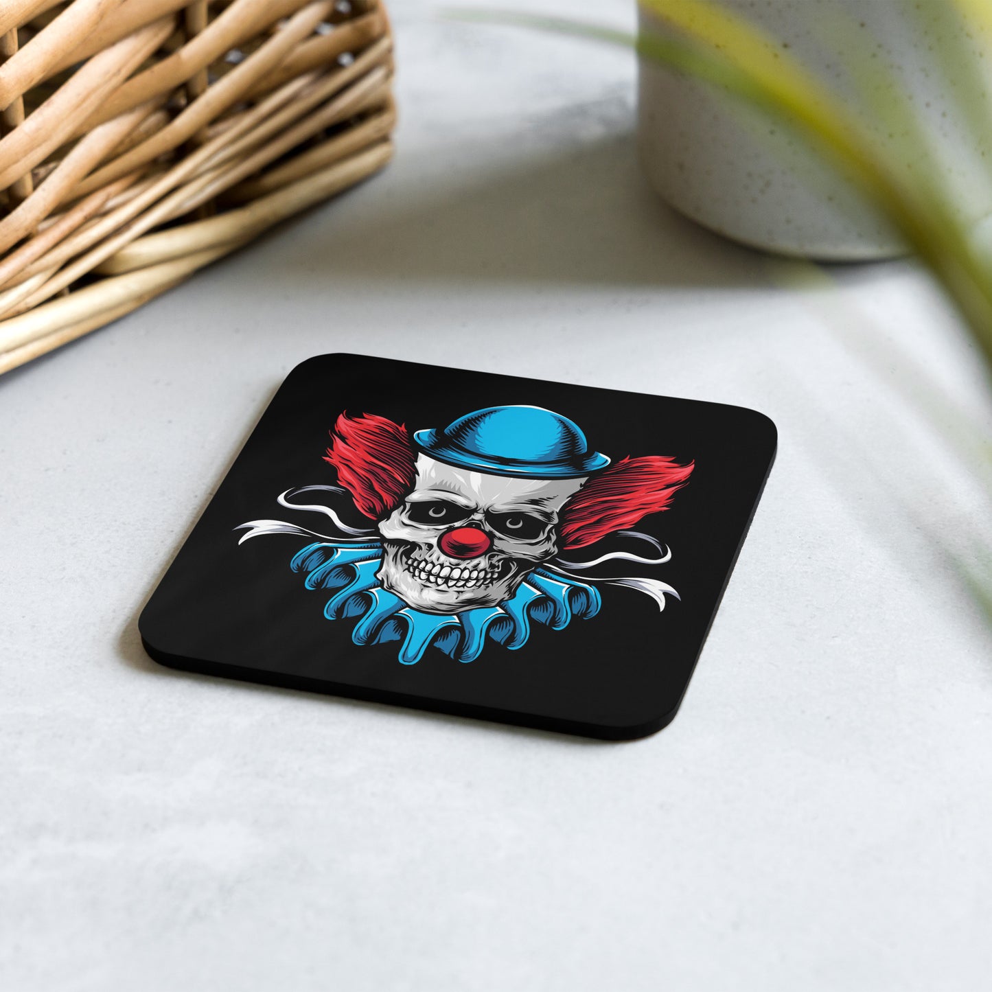 Blue Scream Clown Cork-back coaster