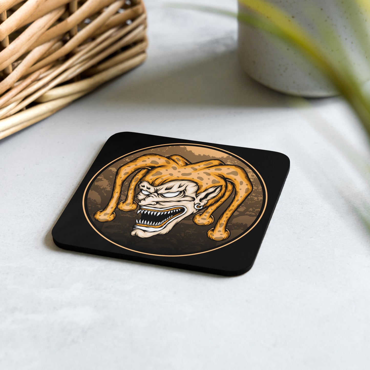 Orange I Scary Clown Cork-back coaster