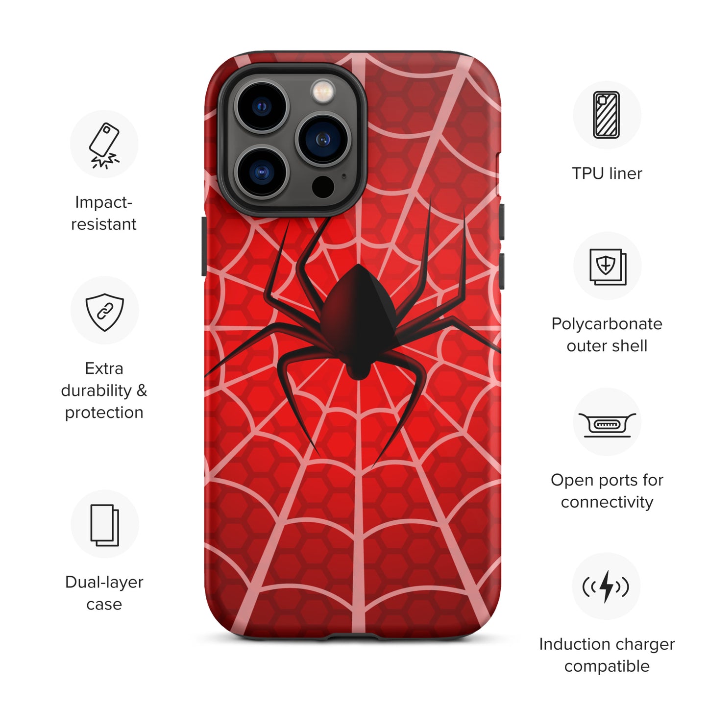 Black Spider Tough iPhone case