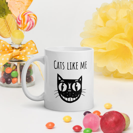 Cats Like Me White glossy mug